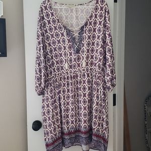 Forever 21 Lace Up 3/4 Sleeve 2X Dress